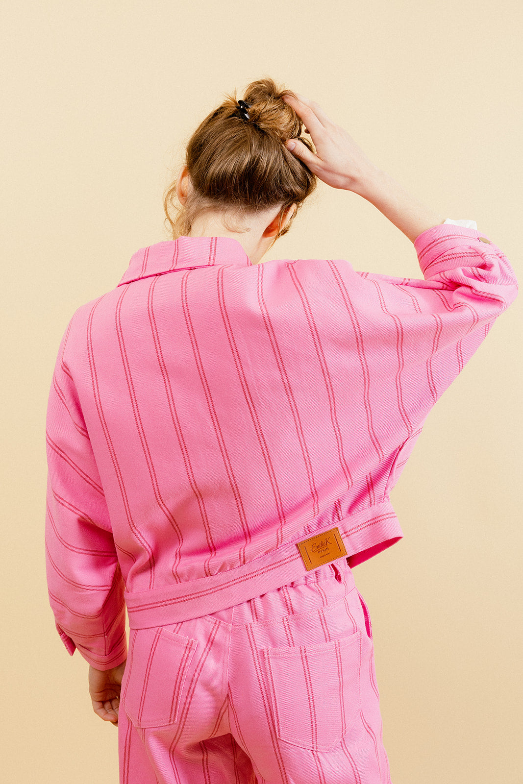 HAYLEY - Veste Manches 3/4 à Rayures Rose