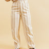 VICKI - Pantalon Balloon Beige à Double Rayures