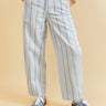 VICKI - Pantalon Balloon Ciel à Double Rayures