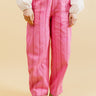 VICKI - Pantalon Balloon Rose à Double Rayures