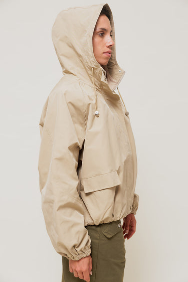 VELIANE - Parka Forme Balloon Beige à Capuche