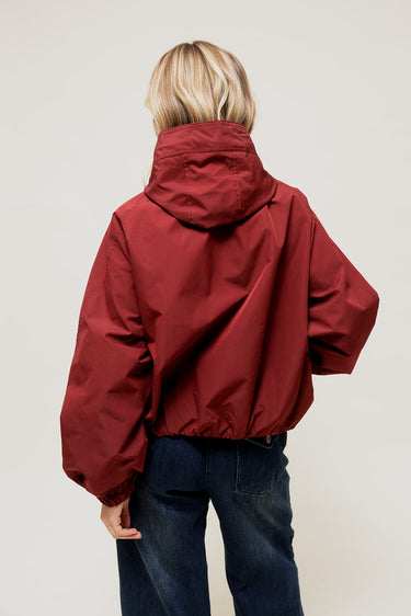 VELIANE - Parka Forme Balloon Bordeaux à Capuche