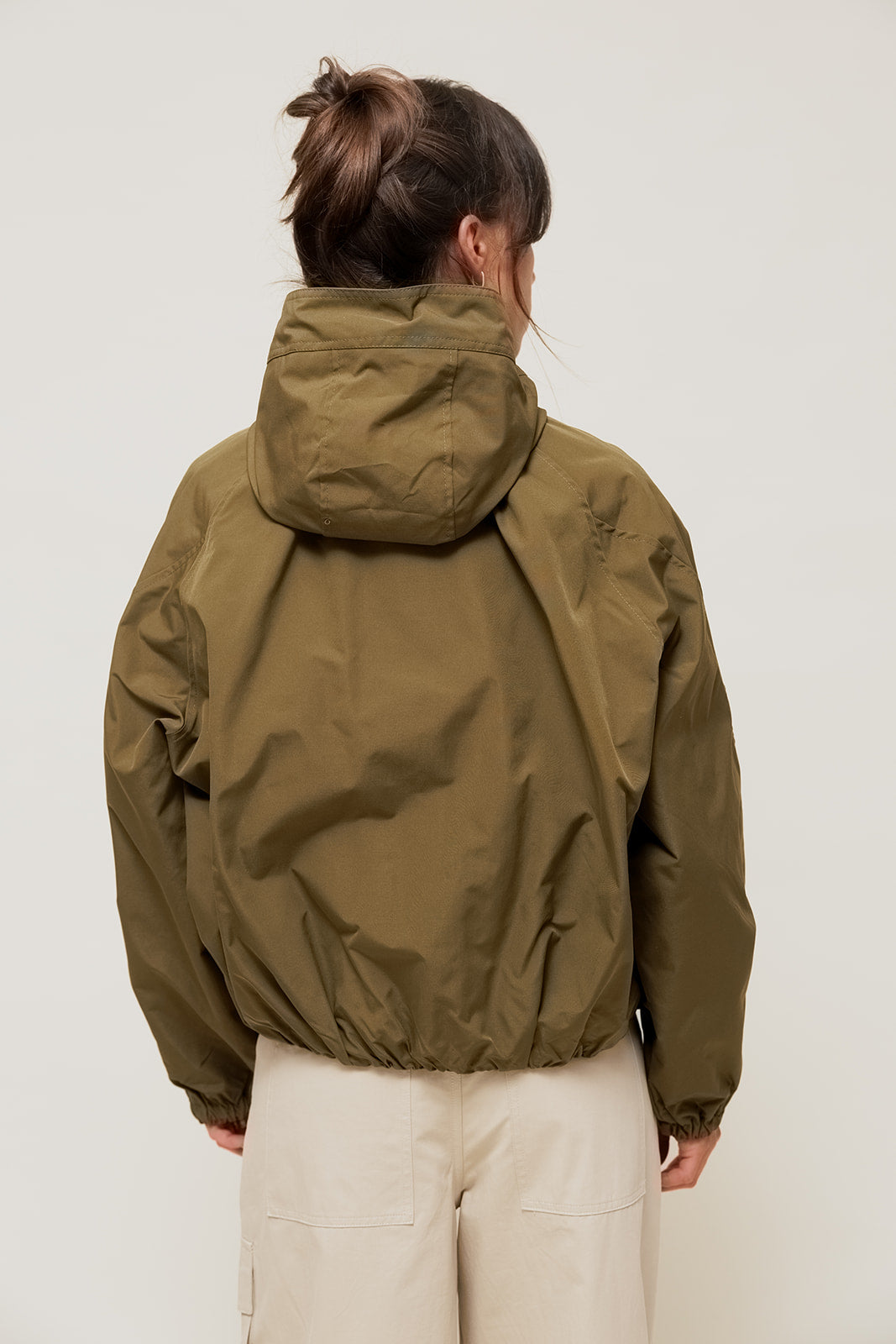 VELIANE - Parka Forme Balloon Imperméable Kaki à Capuche