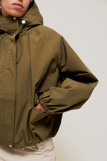 VELIANE - Parka Forme Balloon Kaki à Capuche