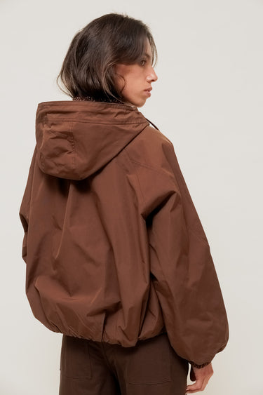 VELIANE - Parka Forme Balloon Marron à Capuche