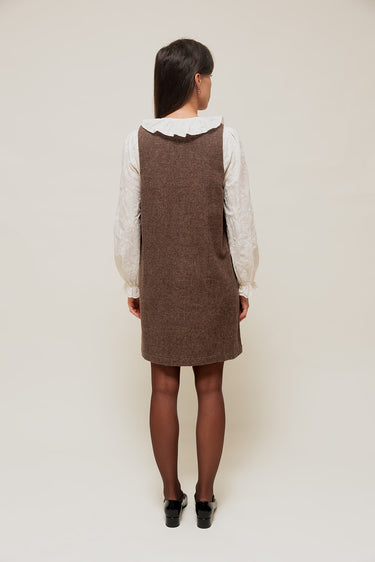 ALYONA - Robe Courte en Chevron Marron