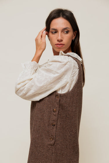 ALYONA - Robe Courte en Chevron Marron