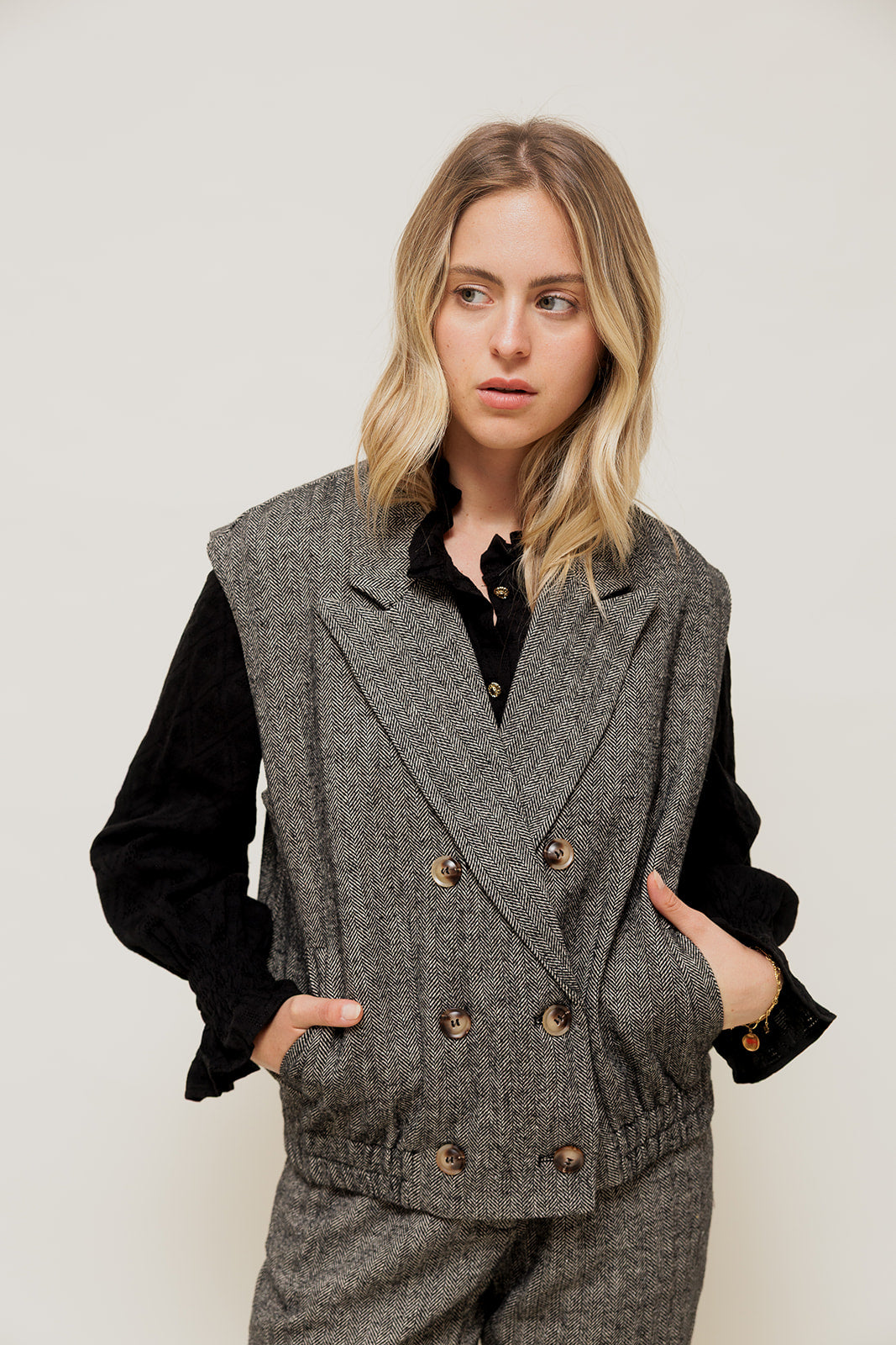ELIANE - Veste Sans Manches Motif Chevron