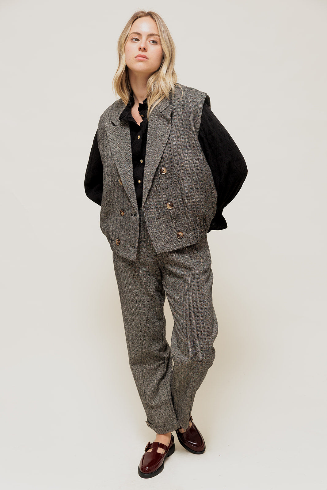 ELIANE - Veste Sans Manches Motif Chevron