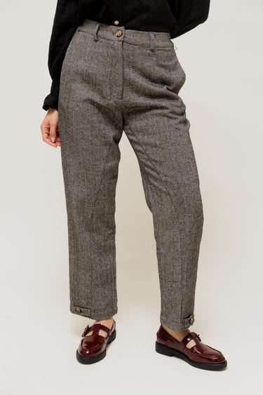 EVANIA - Pantalon Droit Motif Chevron