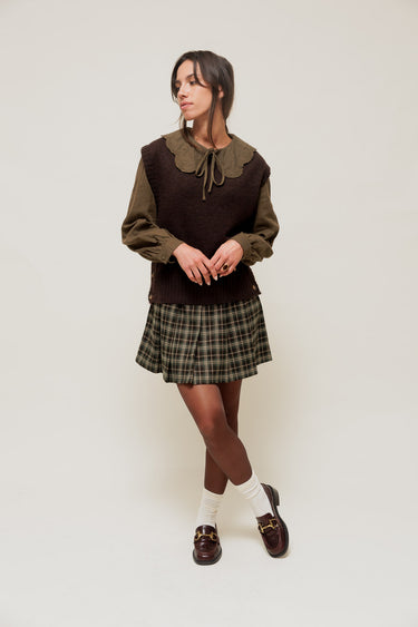 CALYSSA - Jupe Courte Plissée à Carreaux motif Tartan Écossais