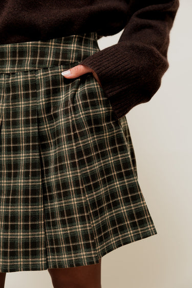 CALYSSA - Jupe Courte Plissée à Carreaux motif Tartan Écossais