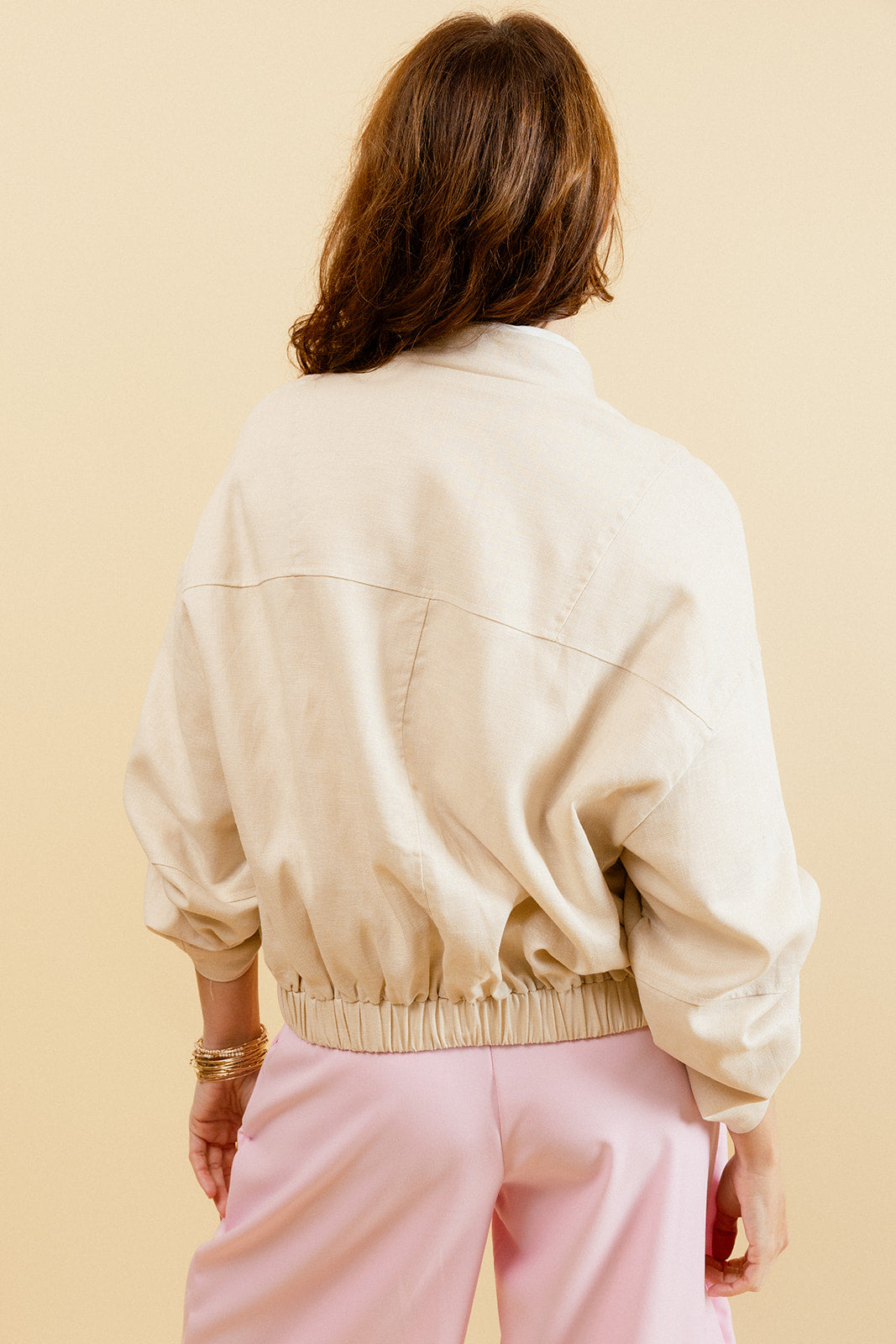 DOROTA - Veste Aviateur en Tencel Beige