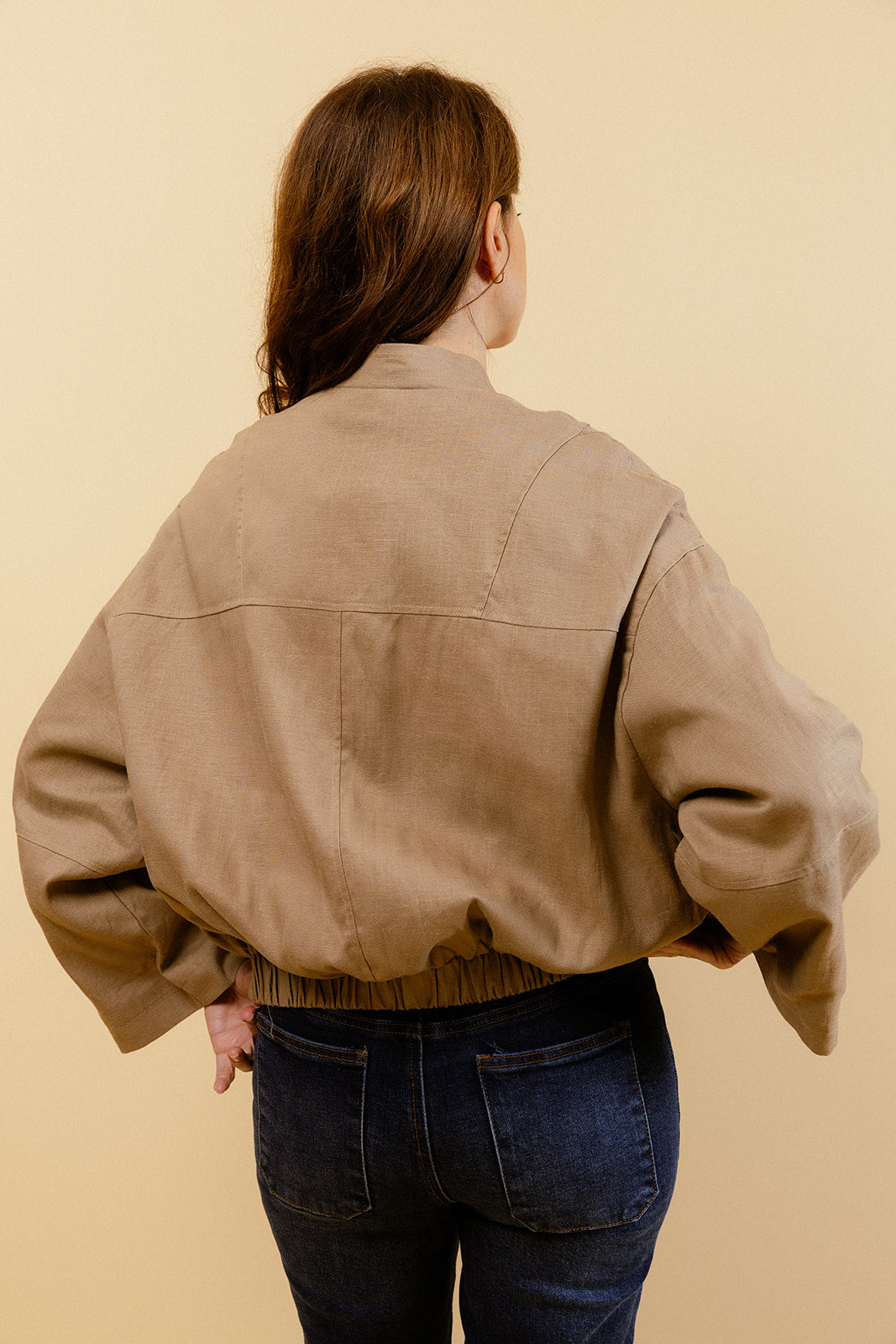 DOROTA - Veste Aviateur en Tencel couleur tabac