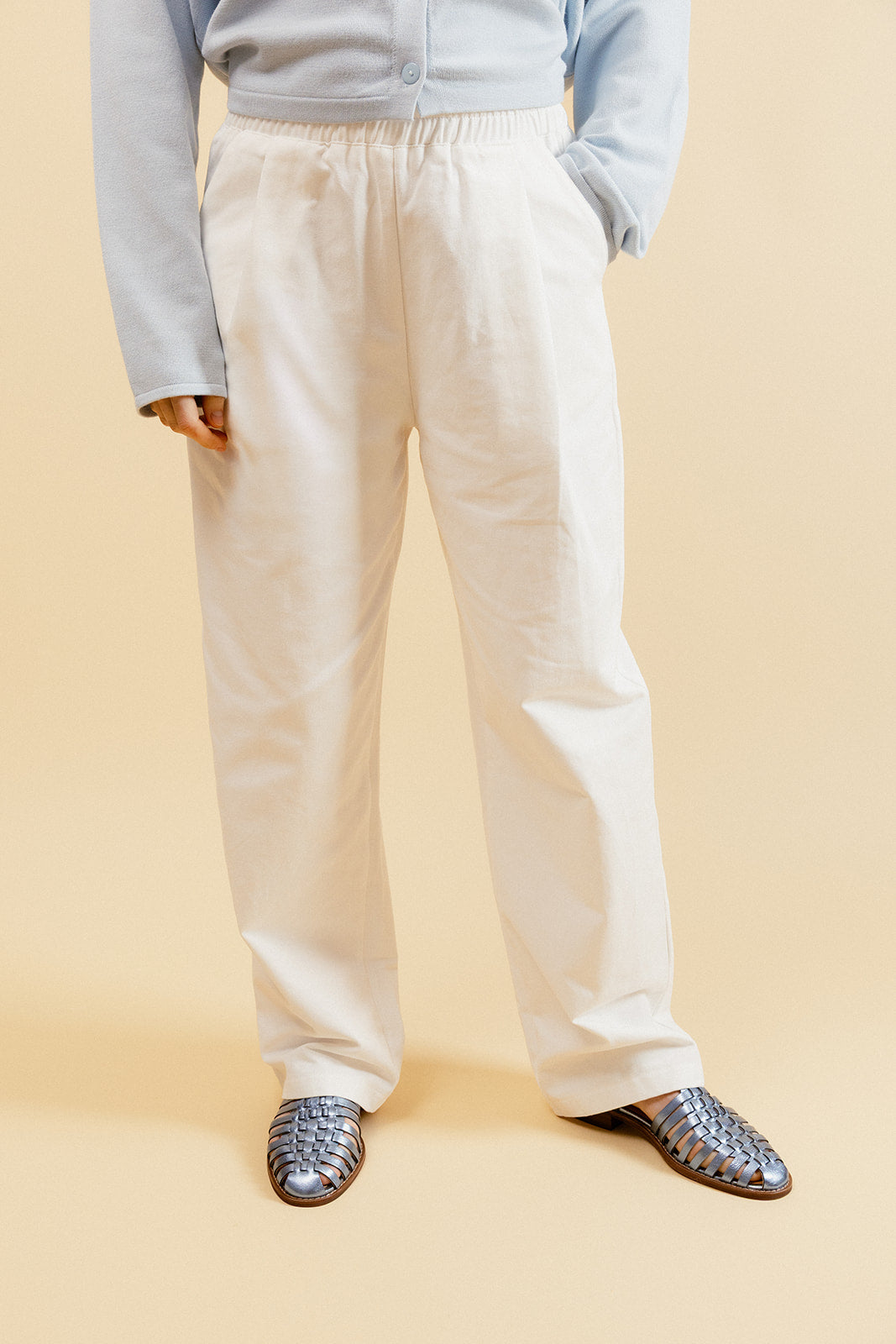 HAROLD - Pantalon Balloon Blanc Taille Élastiquée