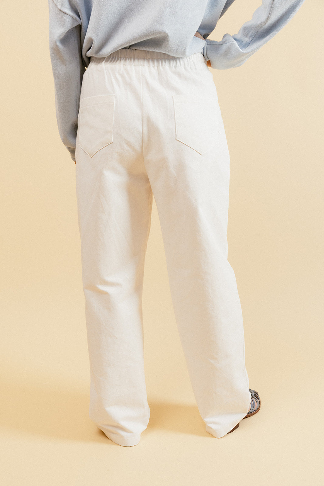 HAROLD - Pantalon Balloon Blanc Taille Élastiquée