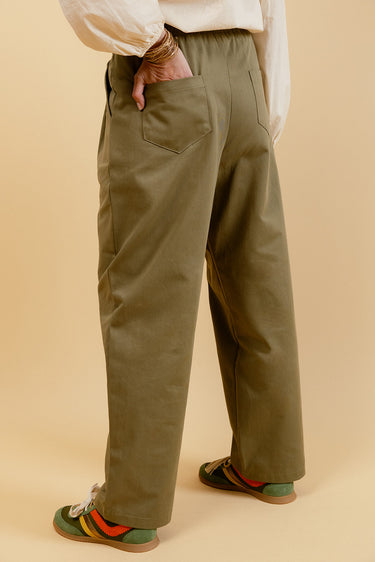 HAROLD - Pantalon Balloon Kaki Taille Élastiquée