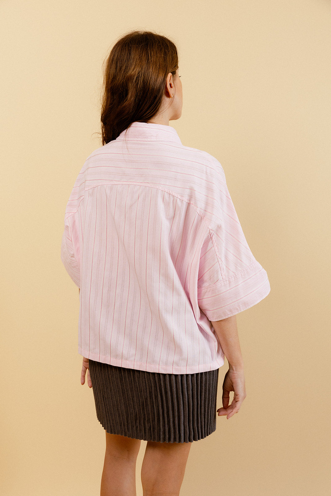 ALBA – Chemise Rayée Rose Femme à Manches 3/4