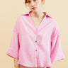 ÉLIA - Chemise Unie Rose Femme Col V