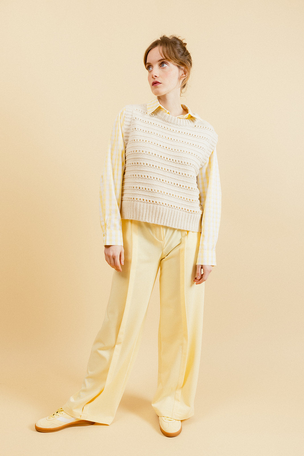 OPHÉLIE - Pantalon Habillé Jaune Taille Haute