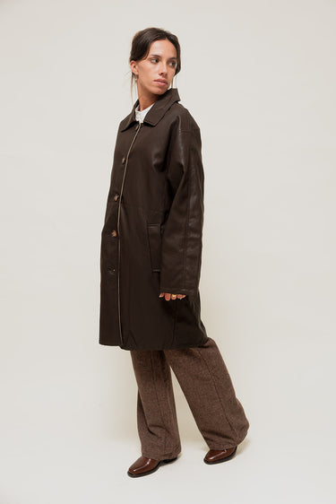 ALYRA - Manteau Réversible en Simili et Coton