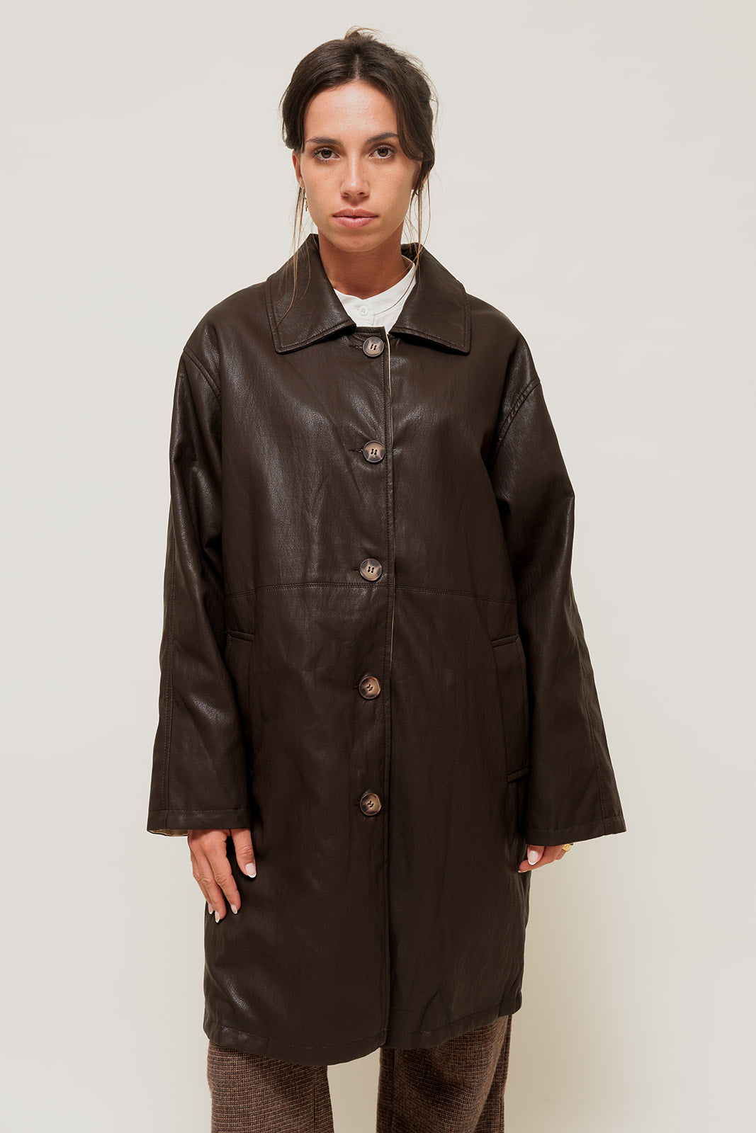ALYRA - Manteau Réversible en Simili et Coton