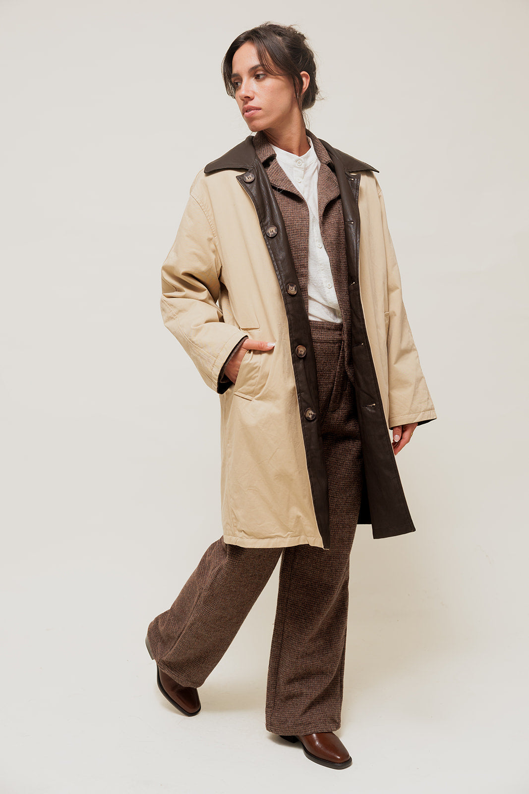 ALYRA - Manteau Réversible en Simili et Coton