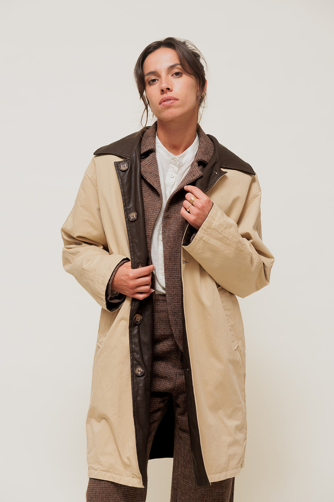 ALYRA - Manteau Réversible en Simili et Coton