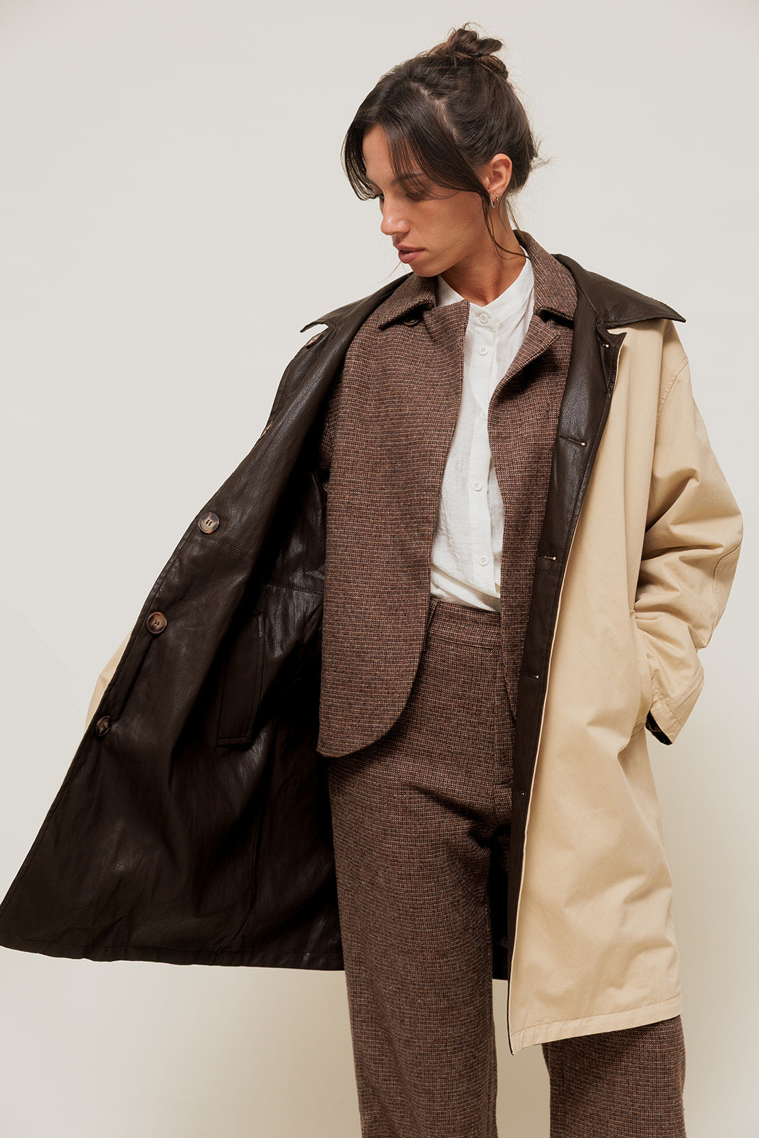 ALYRA - Manteau Réversible en Simili et Coton