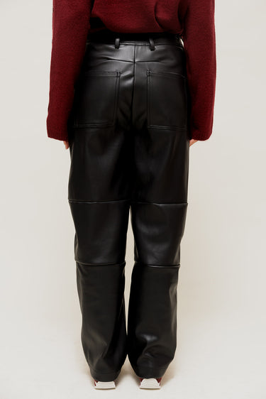 ANORIA - Pantalon en Simili Cuir Structuré Noir