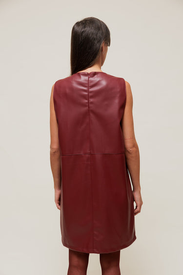 ALYRIA - Robe en Simili Cuir Bordeaux