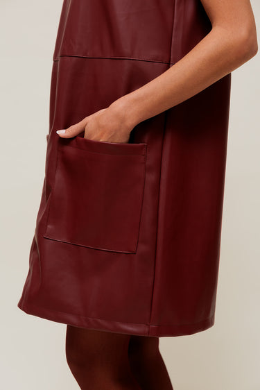ALYRIA - Robe en Simili Cuir Bordeaux