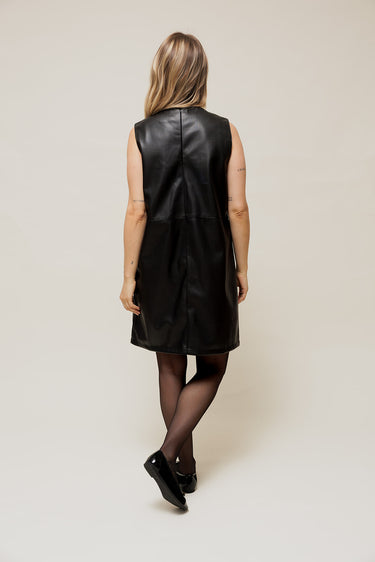 ALYRIA - Robe en Simili Cuir Noir