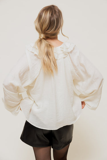RÉLISSE - Blouse Romantique à Volants Cascade Écru