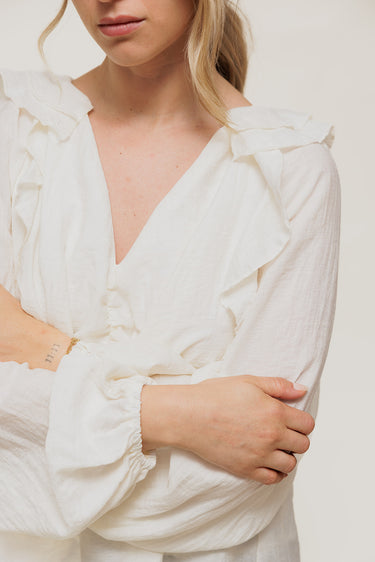 RÉLISSE - Blouse Romantique à Volants Cascade Écru