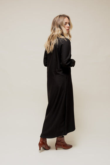 SORIANA - Robe Longue Noire Esprit Chemise Noir