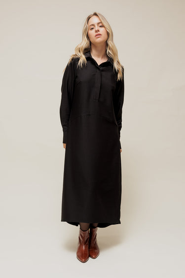 SORIANA - Robe Longue Noire Esprit Chemise Noir