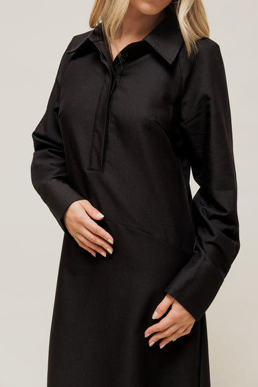 SORIANA - Robe Longue Noire Esprit Chemise Noir