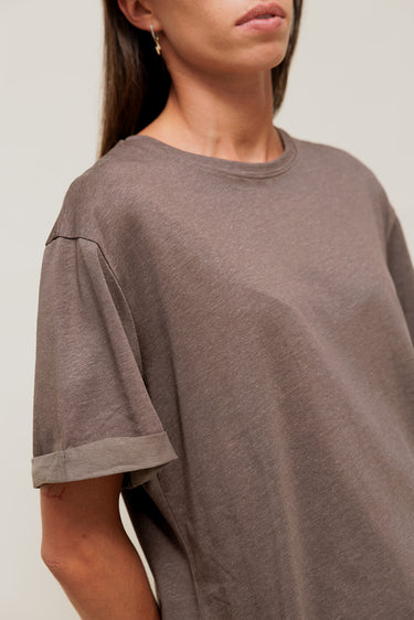 MAELINA - T-Shirt Loose en Maille Chinée Marron