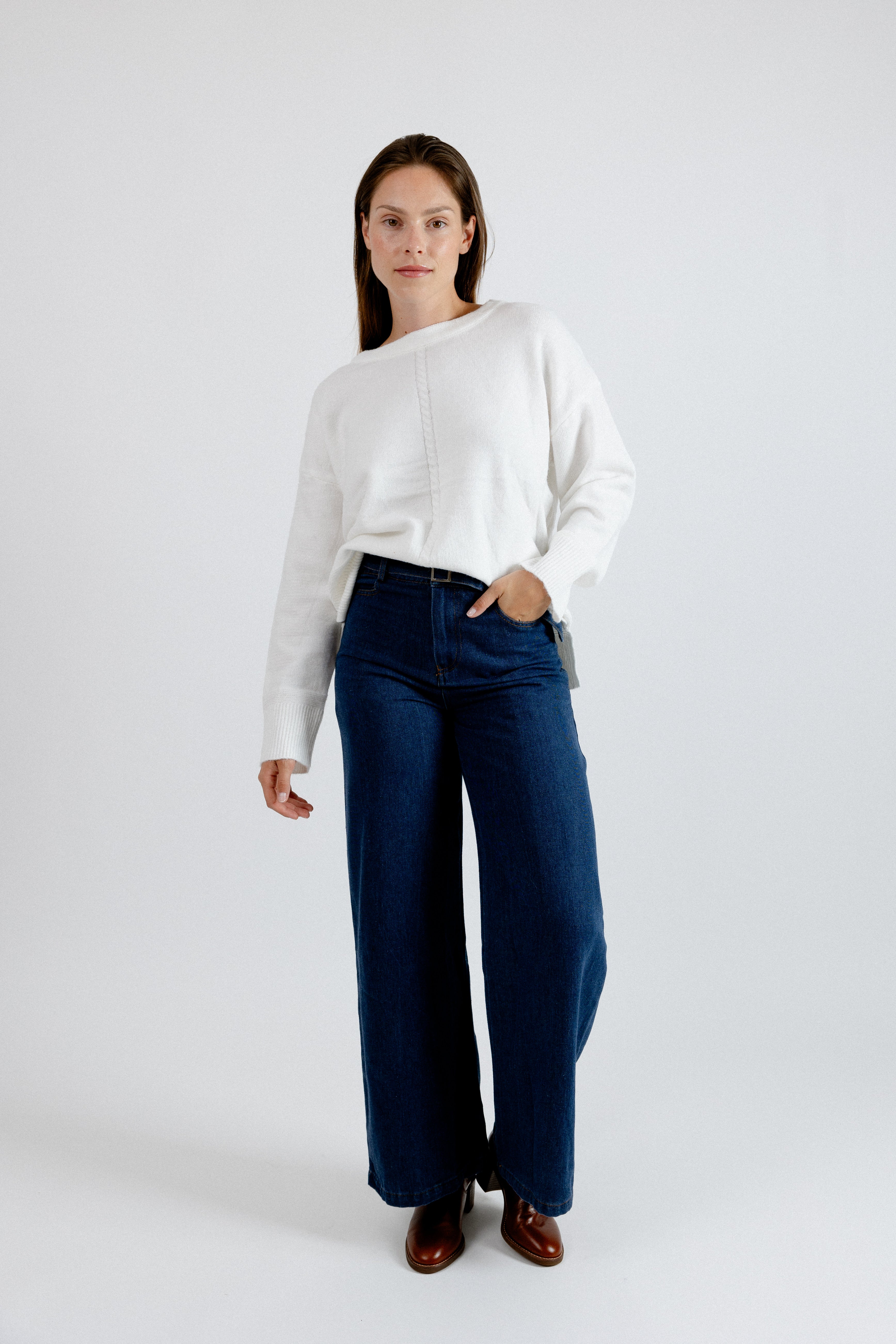 PULL ZOÉ AVEC CACHE COU - ÉCRU